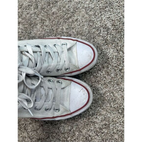 converse low top sneakers white canvas lace up shoes women’s size 7 - Picture 10 of 11